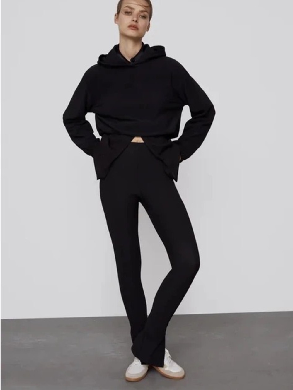 Zara Black High-Rise Flared Leggings